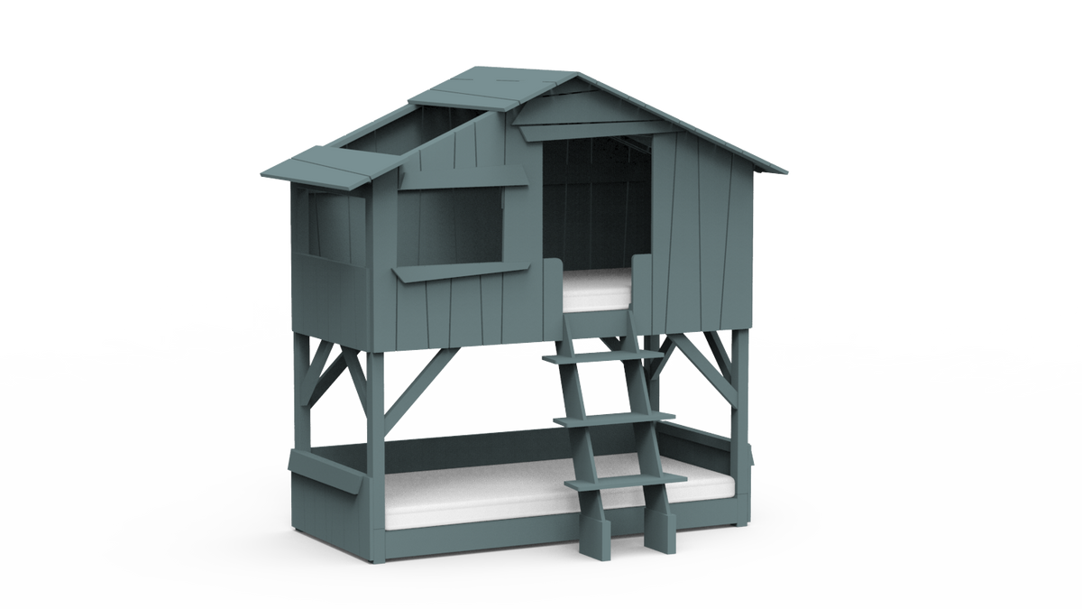 Mathy by Bols Treehouse Bunk Bed in Thunderstorm Grey