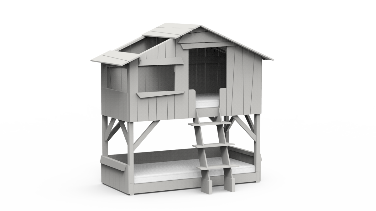 Mathy by Bols Treehouse Bunk Bed in Pearl Grey