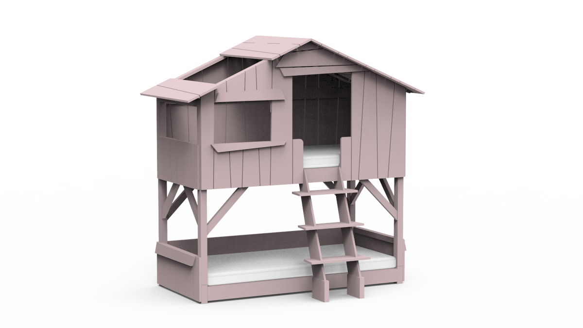 Mathy by Bols Treehouse Bunk Bed in Winter Pink