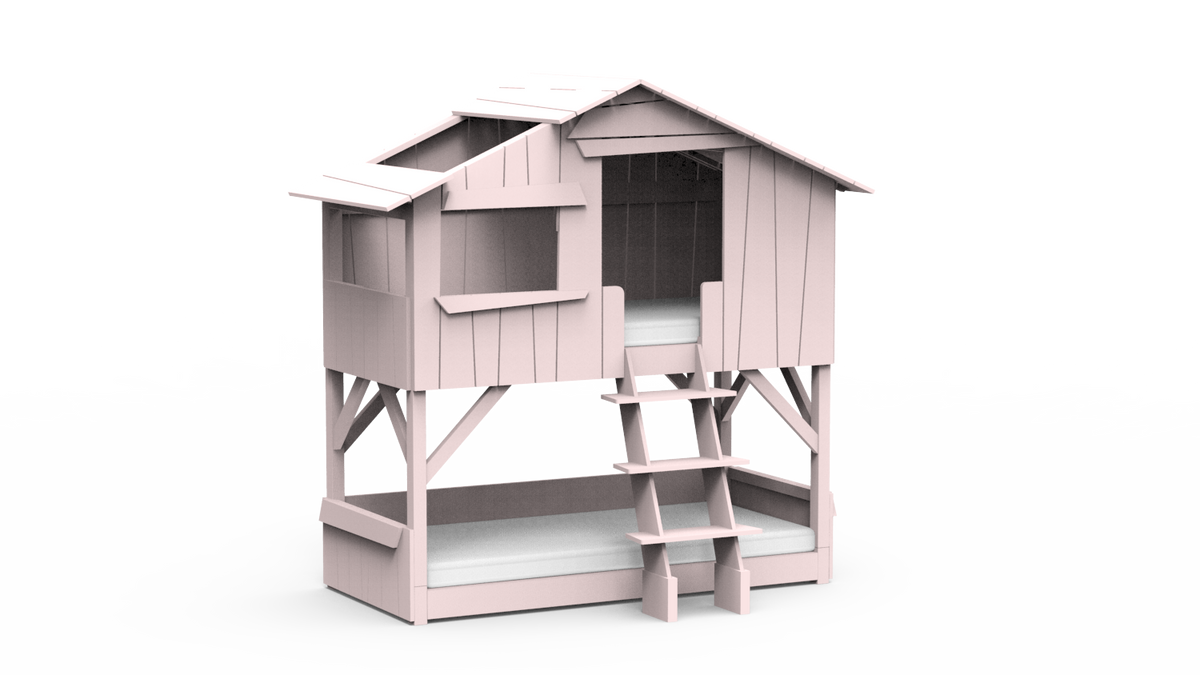 Mathy by Bols Treehouse Bunk Bed in Powder Pink