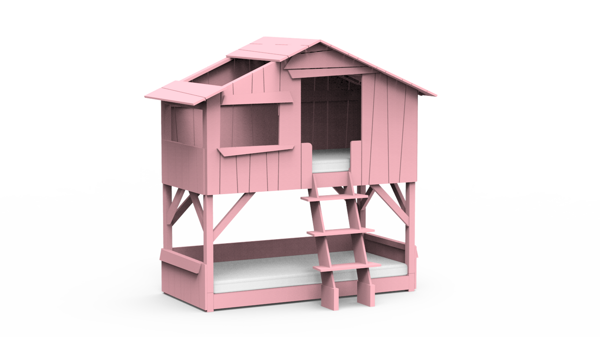 Mathy by Bols Treehouse Bunk Bed in Very Light Pink