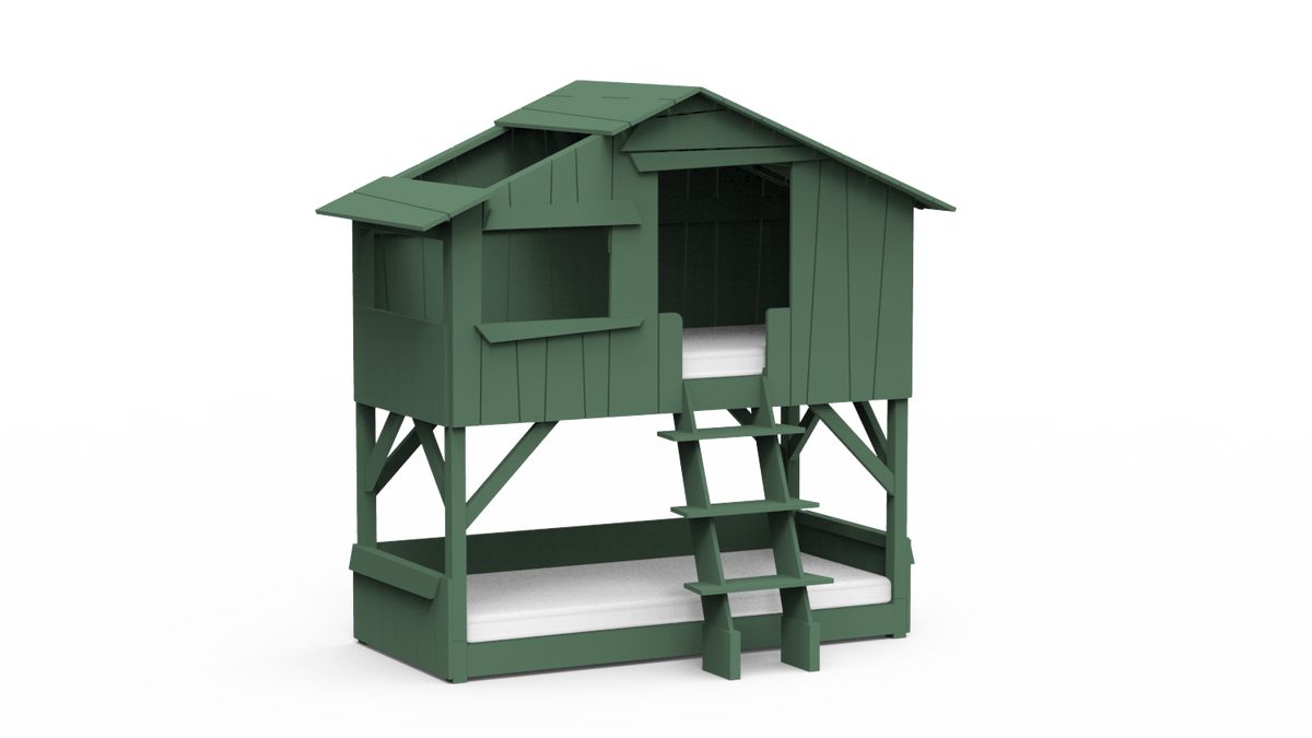 Mathy by Bols Treehouse Bunk Bed in Jungle Green