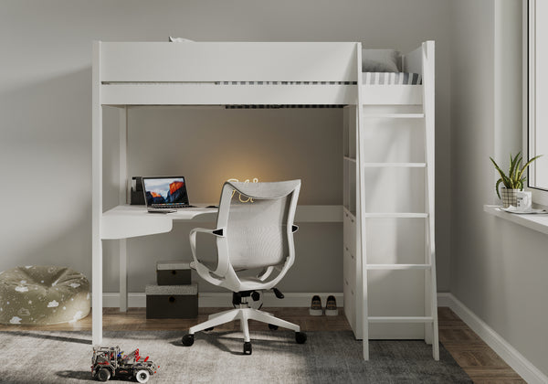 Cambridge Solid Pine High Sleeper with Desk & Storage