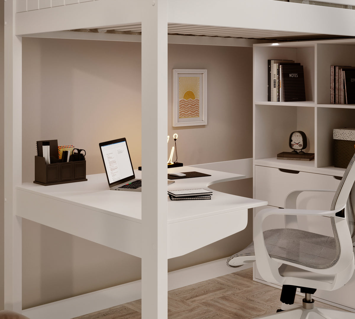 Cambridge Solid Pine High Sleeper with Desk & Storage