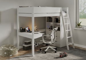 Cambridge Solid Pine High Sleeper with Desk & Storage