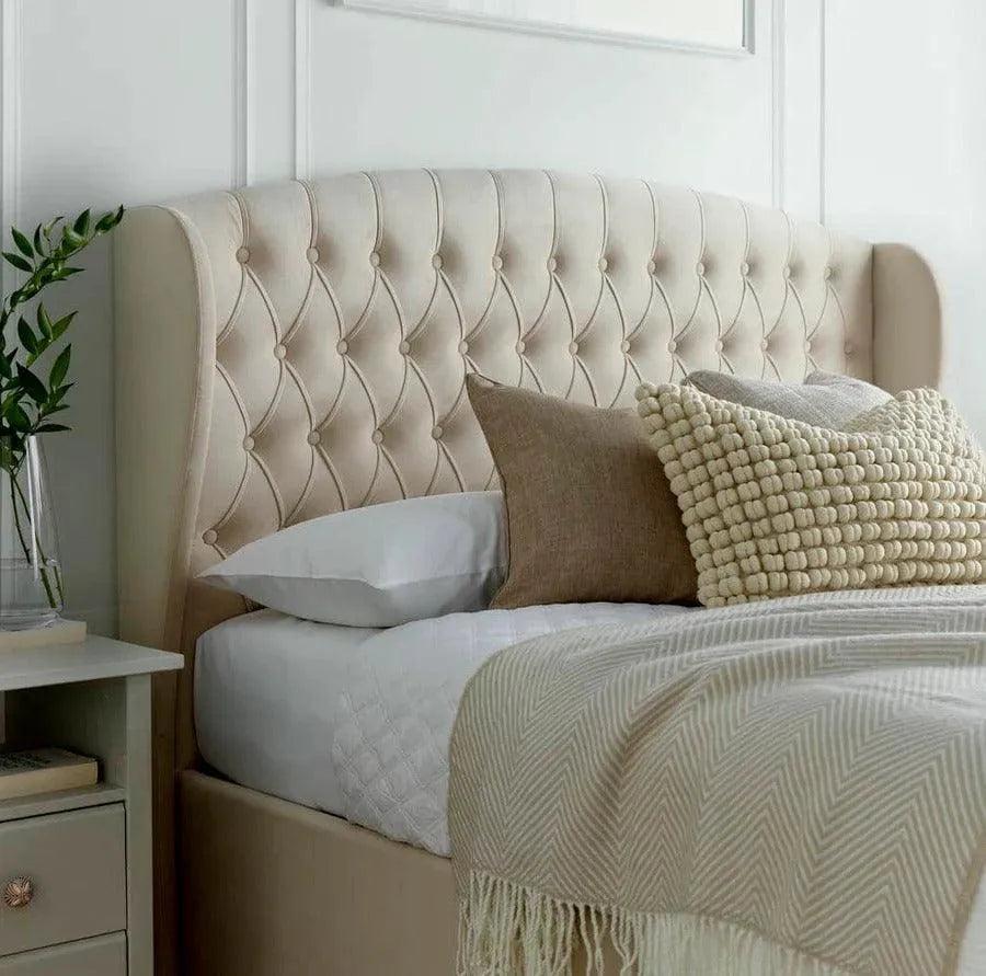 Cambridge Velvet Double Ottoman Bed