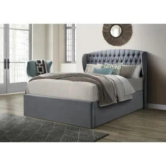 Cambridge Velvet Double Ottoman Bed