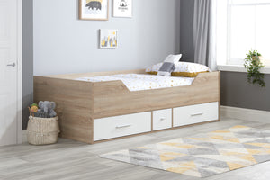Camden Single White and Oak Wooden Cabin Bed