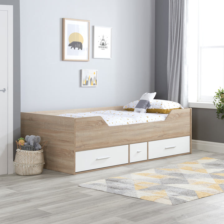 Camden Single White and Oak Wooden Cabin Bed