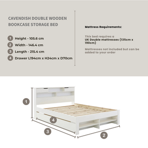 Cavendish Double Wooden Storage Bed
