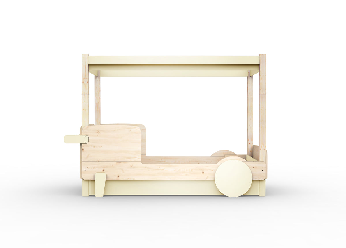 Mathy by Bols Discovery Canopy Car Bed in Beige Ivory (With pull-out bed)