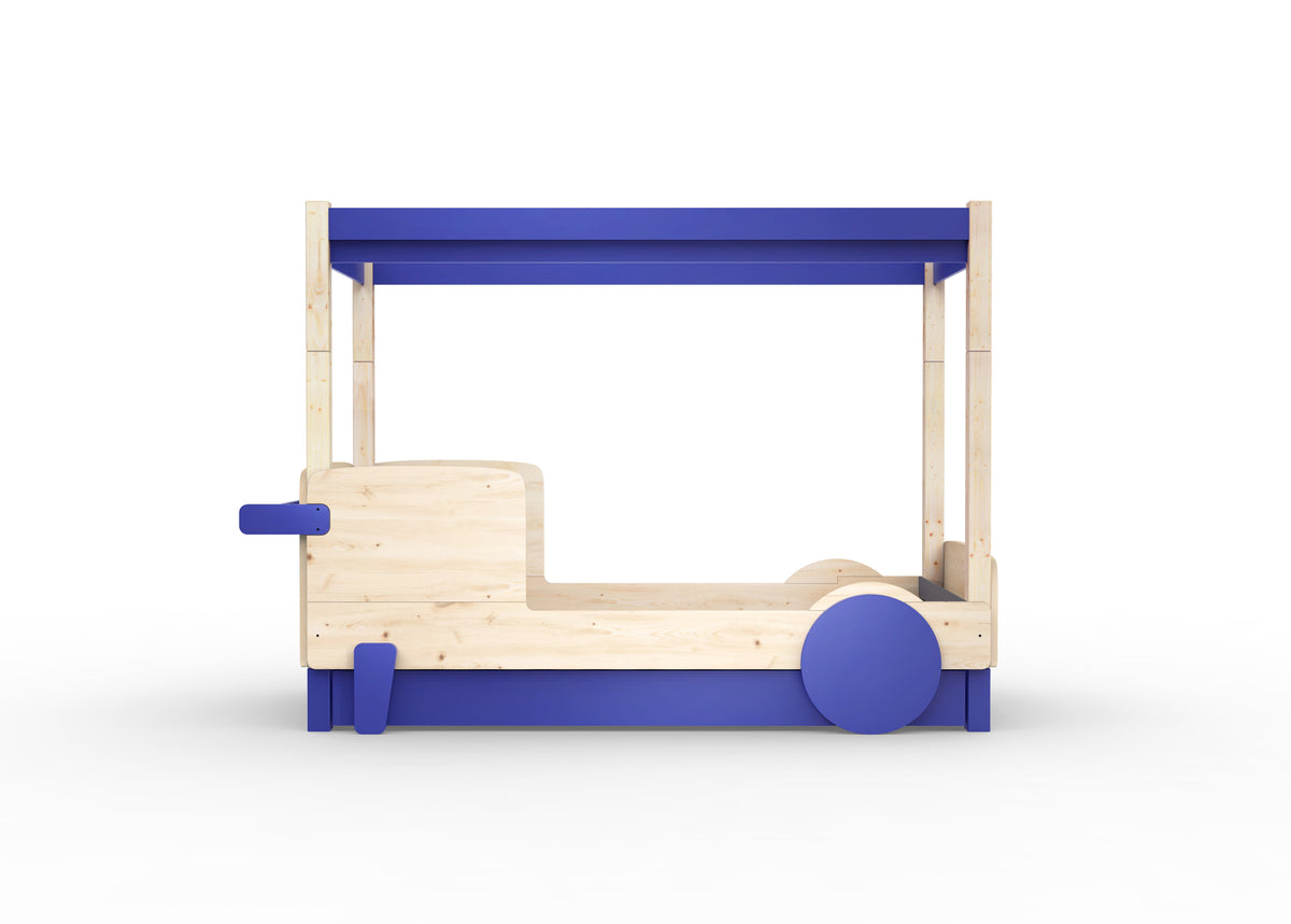 Mathy by Bols Discovery Canopy Car Bed in Marseille Blue (With pull-out bed)