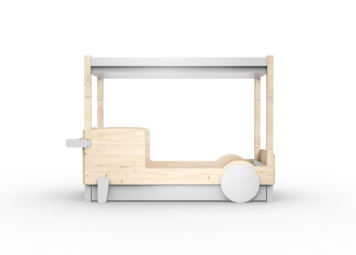 Mathy by Bols Discovery Canopy Car Bed in Pearl Grey (With pull-out bed)