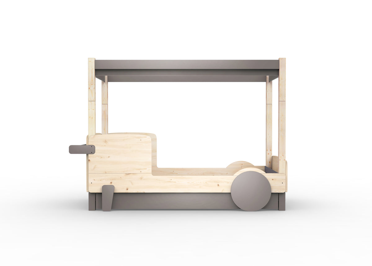 Mathy by Bols Discovery Canopy Car Bed in Linen (With pull-out bed)