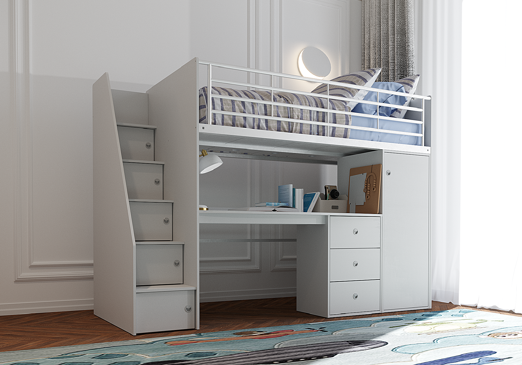 Marlow High Sleeper Bed with Desk & Storage