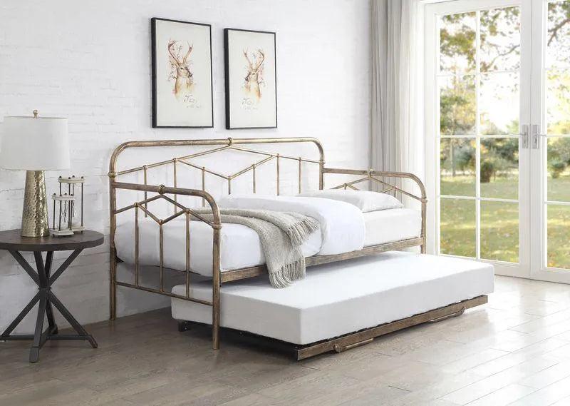 Dalton Art Deco metal day bed with a pull-out trundle