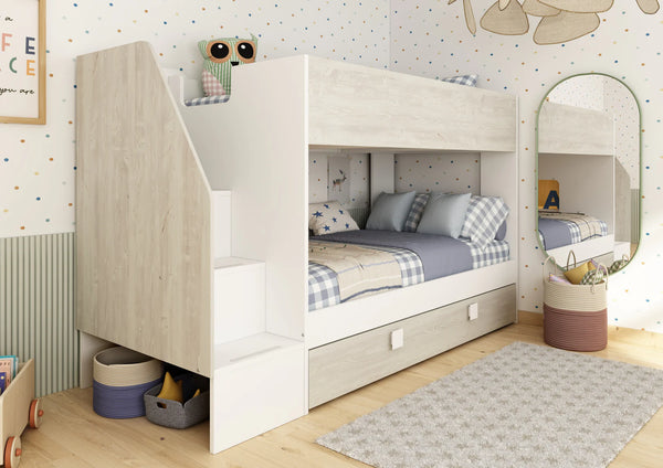 Easy Staircase Bunk Bed with Pull-out Trundle