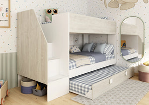 Easy Staircase Bunk Bed with Pull-out Trundle