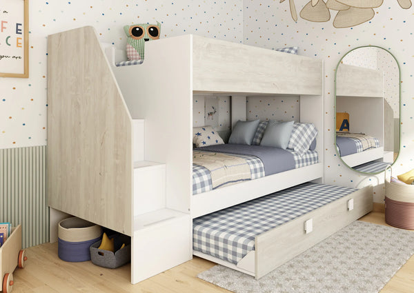 Easy Staircase Bunk Bed with Pull-out Trundle