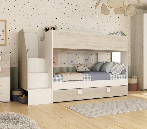 Easy Staircase Bunk Bed with Pull-out Trundle