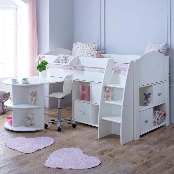 Eli Mid Sleeper Bed with Desk & Storage