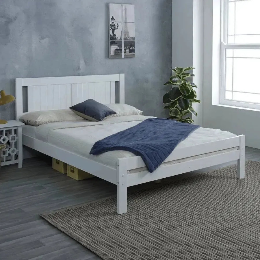 Elysian White Wooden Bed