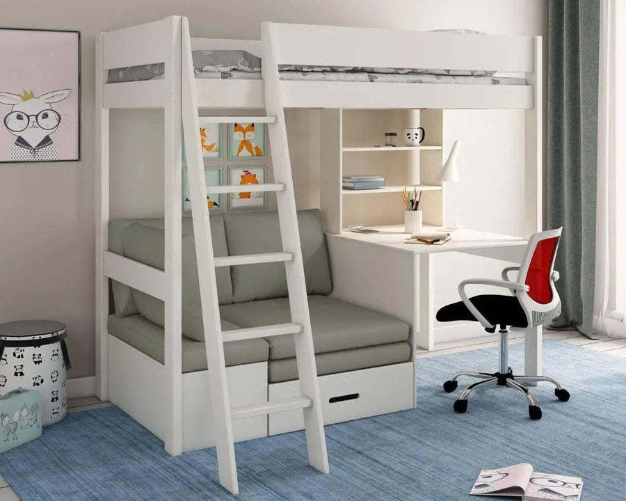 Estella Highsleeper with Sofabed, Desk & Shelving