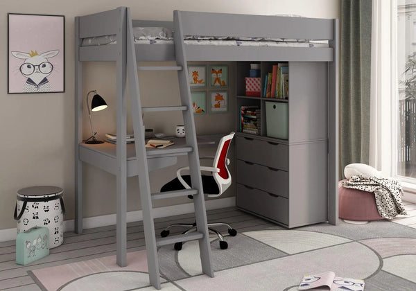 Estella Highsleeper with Desk, Chest and Cube Storage
