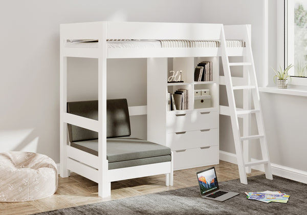 Eton Highsleeper with Study Sofa & Bookshelf
