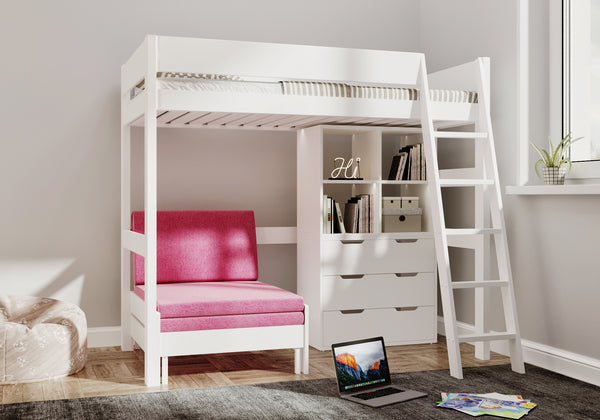Eton Highsleeper with Study Sofa & Bookshelf