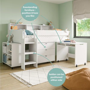 Eton Mid Sleeper Bed with Desk & Storage