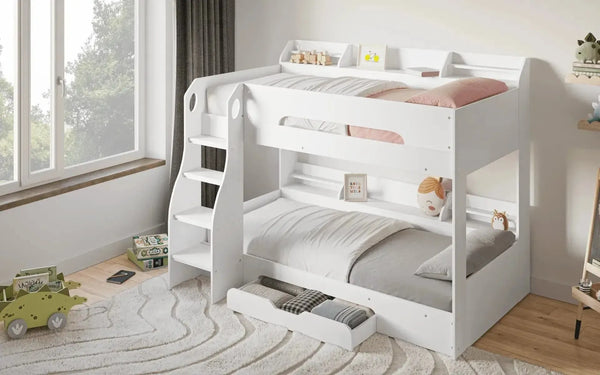 Flick Bunk Bed with Storage Drawer & Shelves