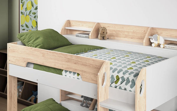 Flick Bunk Bed with Storage Drawer & Shelves