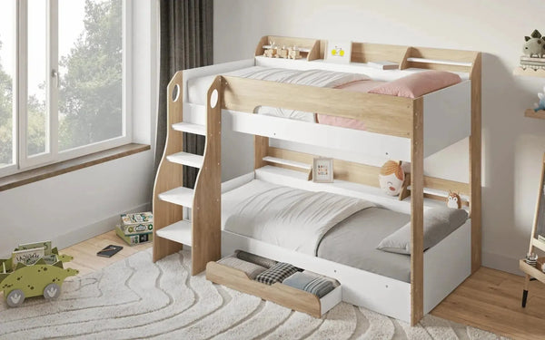 Flick Bunk Bed with Storage Drawer & Shelves
