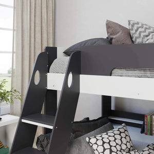 Flick Dark Grey Triple Bunk Bed with Storage Shelves & Drawer