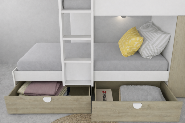 Flow Bunk Bed with Wardrobe & Drawers