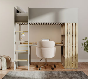 Freya Highsleeper with Desk, Shelves & Drawers