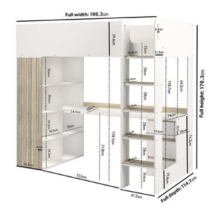 Freya Highsleeper with Desk, Shelves & Drawers