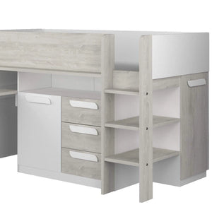 Girona Mid Sleeper Bed with Pull Out Desk, Cupboard & Drawers