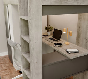 Highgate High Sleeper with Desk, Wardrobe & Shelves