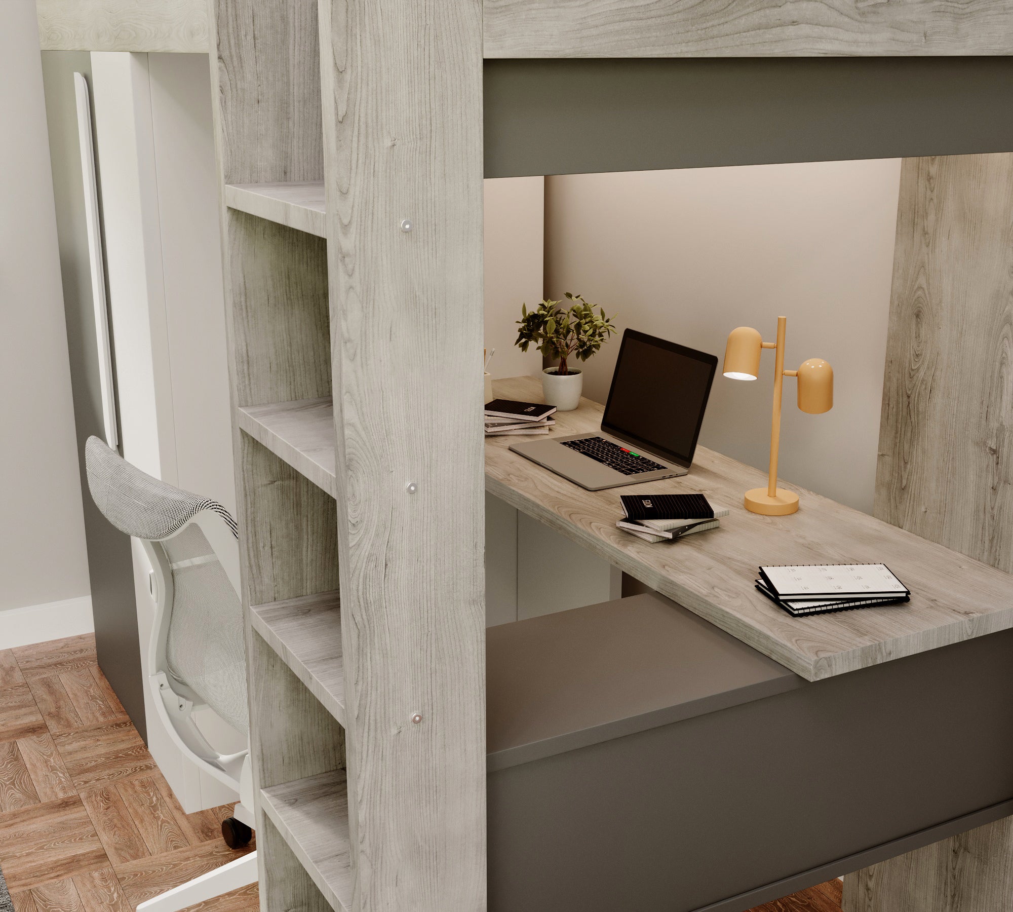 highgate-high-sleeper-with-desk-wardrobe-shelves