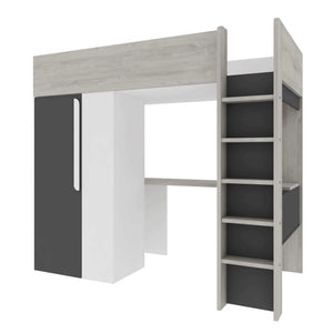 Highgate High Sleeper with Desk, Wardrobe & Shelves