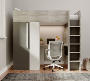 Highgate High Sleeper with Desk, Wardrobe & Shelves