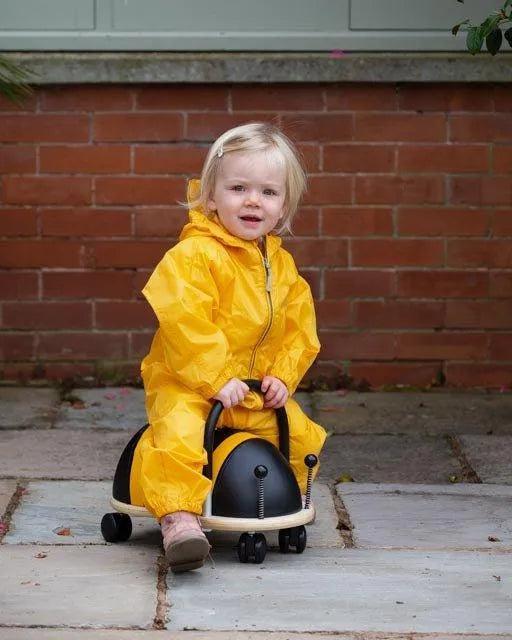 Toddler riding the Wheelybug Bee