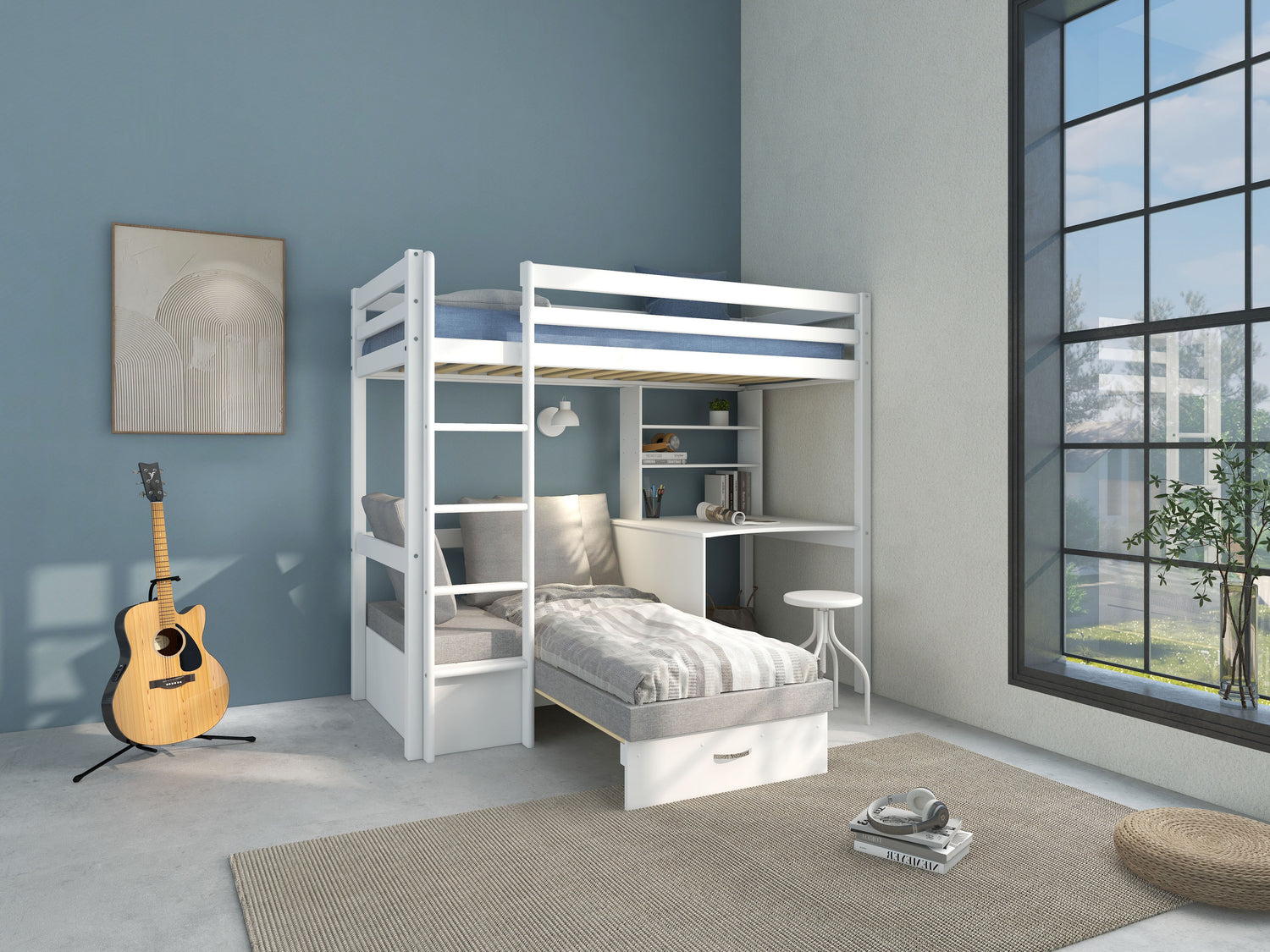 Hit High Sleeper with Desk & Sofa Bed