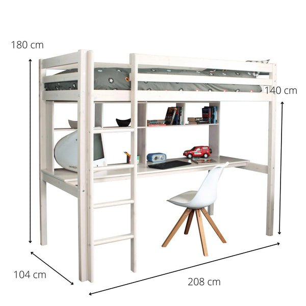Hit Loft Bed with Desk & Shelves