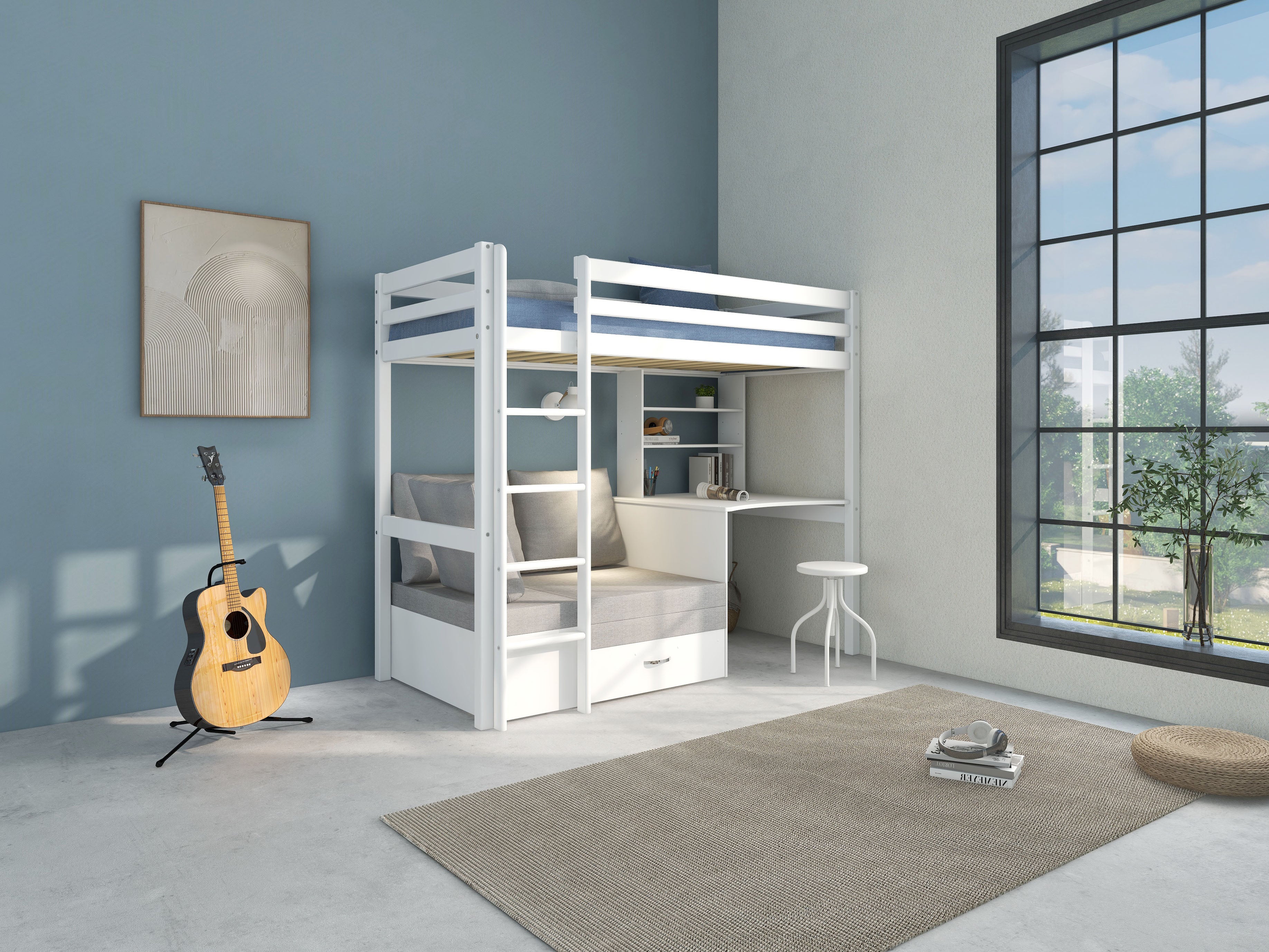 Hit High Sleeper with Desk & Sofa Bed - Hover