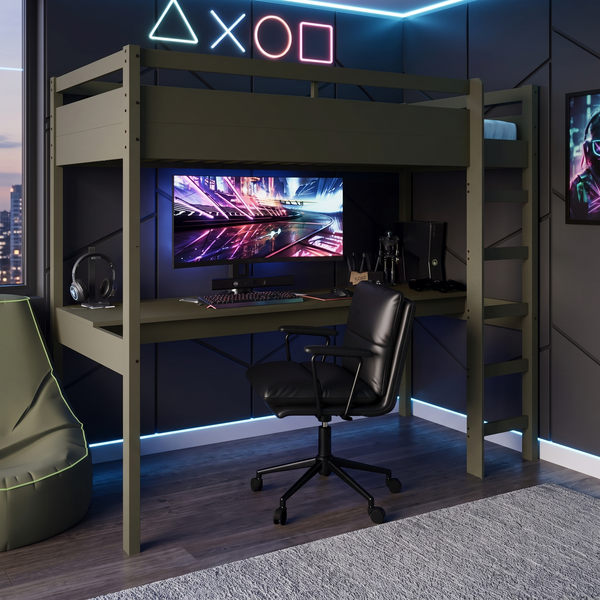 Jax Gaming High Sleeper with Full-Width Desk