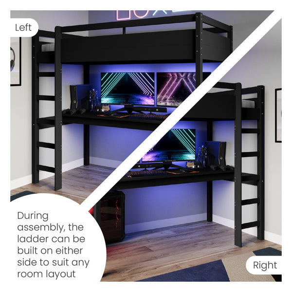 Jax Gaming High Sleeper with Full-Width Desk