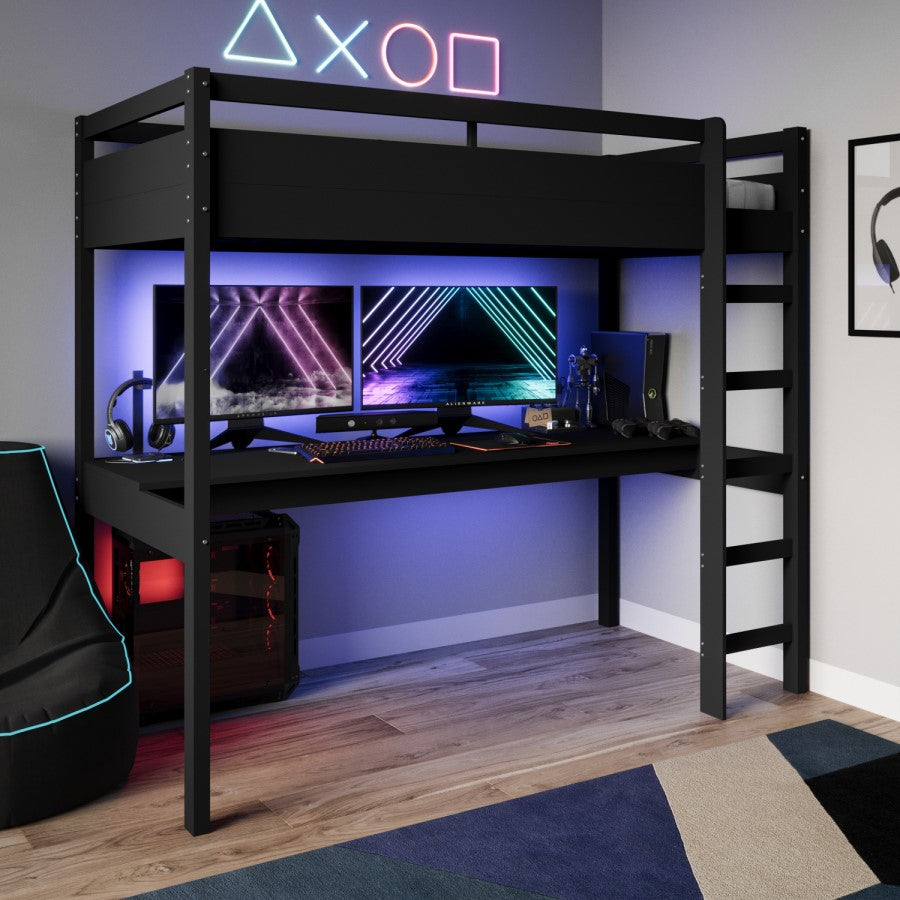 Jax Gaming High Sleeper with Full-Width Desk